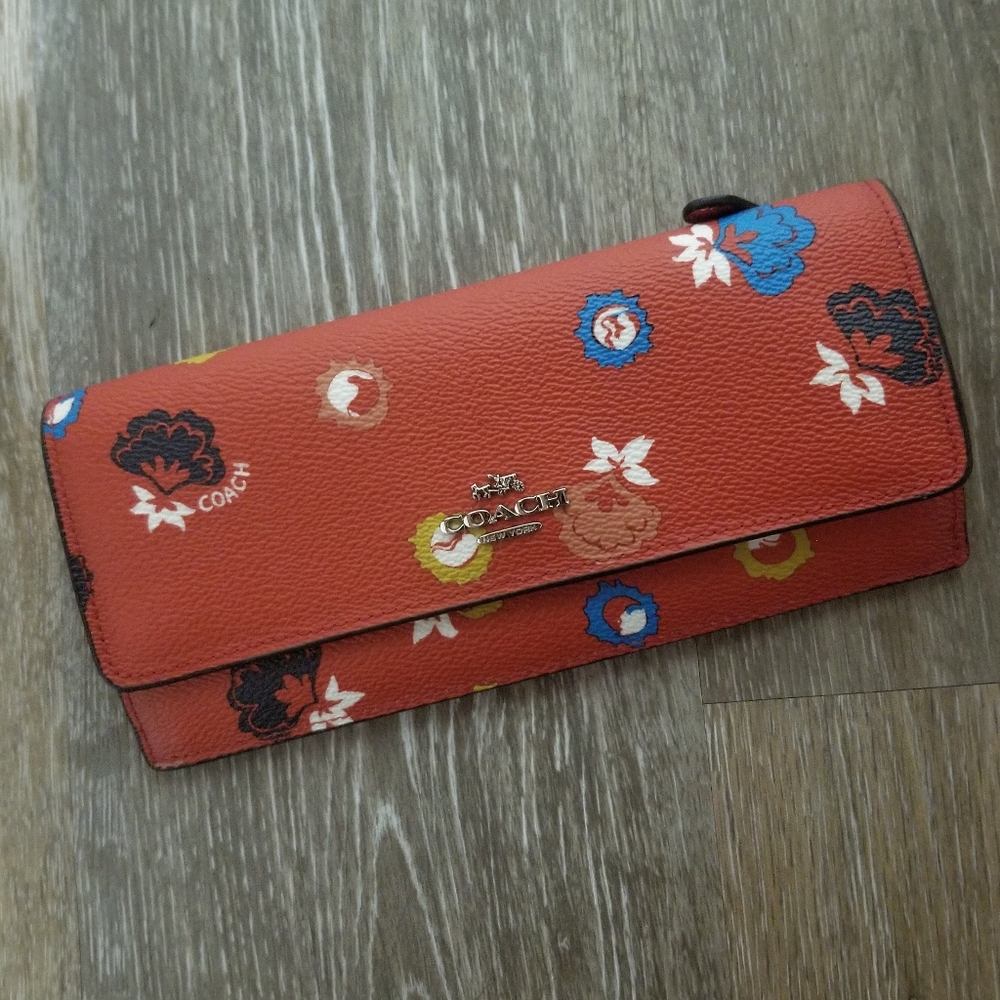 Red Floral Coach Wallet